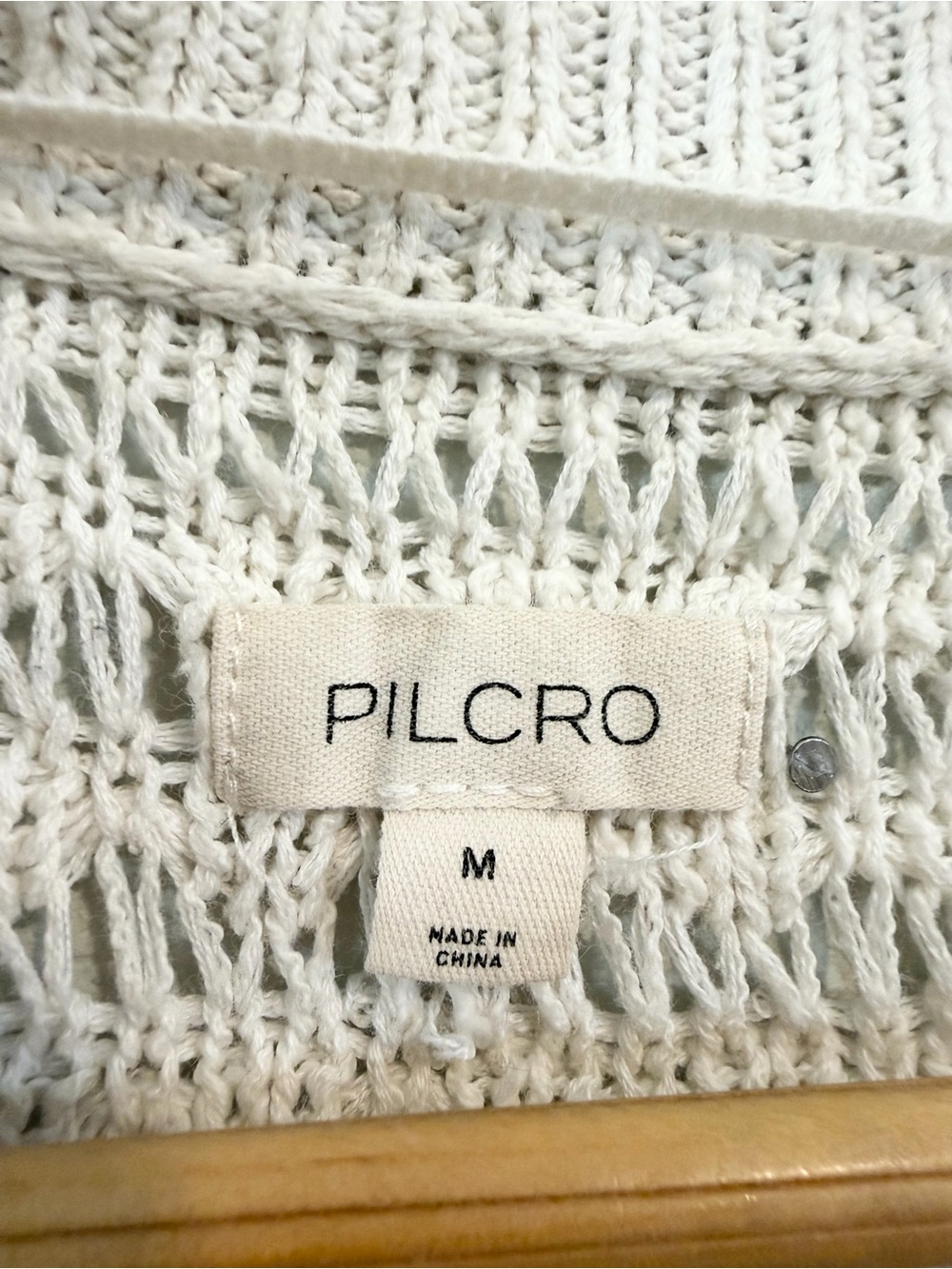 Pilcro Anthropologie Distressed Asymmetric Open Stitch Sweater M Ivory - Picture 5 of 10